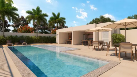 Piscina com deck · Imagem ilustrativa
